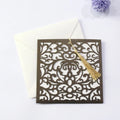 Factory Price Shimmer Paper Hollow Party Invitations Hollow Pocket Design Wedding Save the Date Cards With Tassel