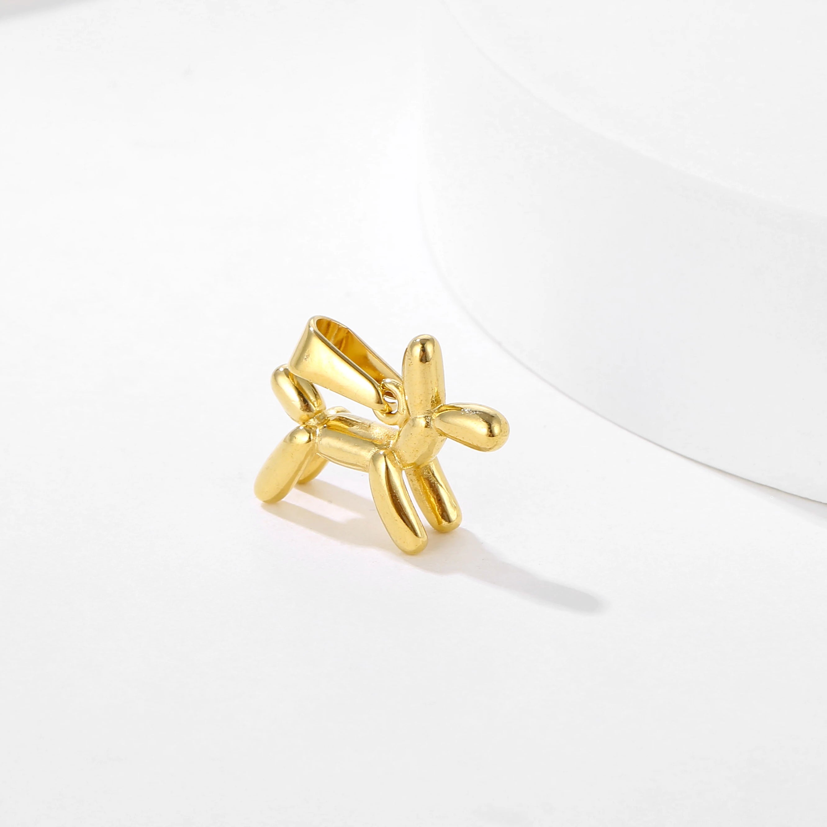 Vintage Animal Jewellery 18K Gold Plated Jewelry Balloon Anime Dog Cute Puppy Dog Charm Pendant Stainless Steel Pendant Jewelry