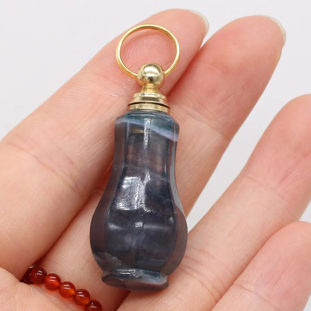 HZ Natural Crystal Crafts Best Selling Natural Gem Fluorite Stone Essential Oil Crystal Pendant