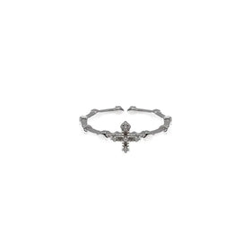 2024 Trendy Jewelry Simple CZ Cross Ring 925 Sterling Silver Cross Opening Finger Ring for Lady Decoration