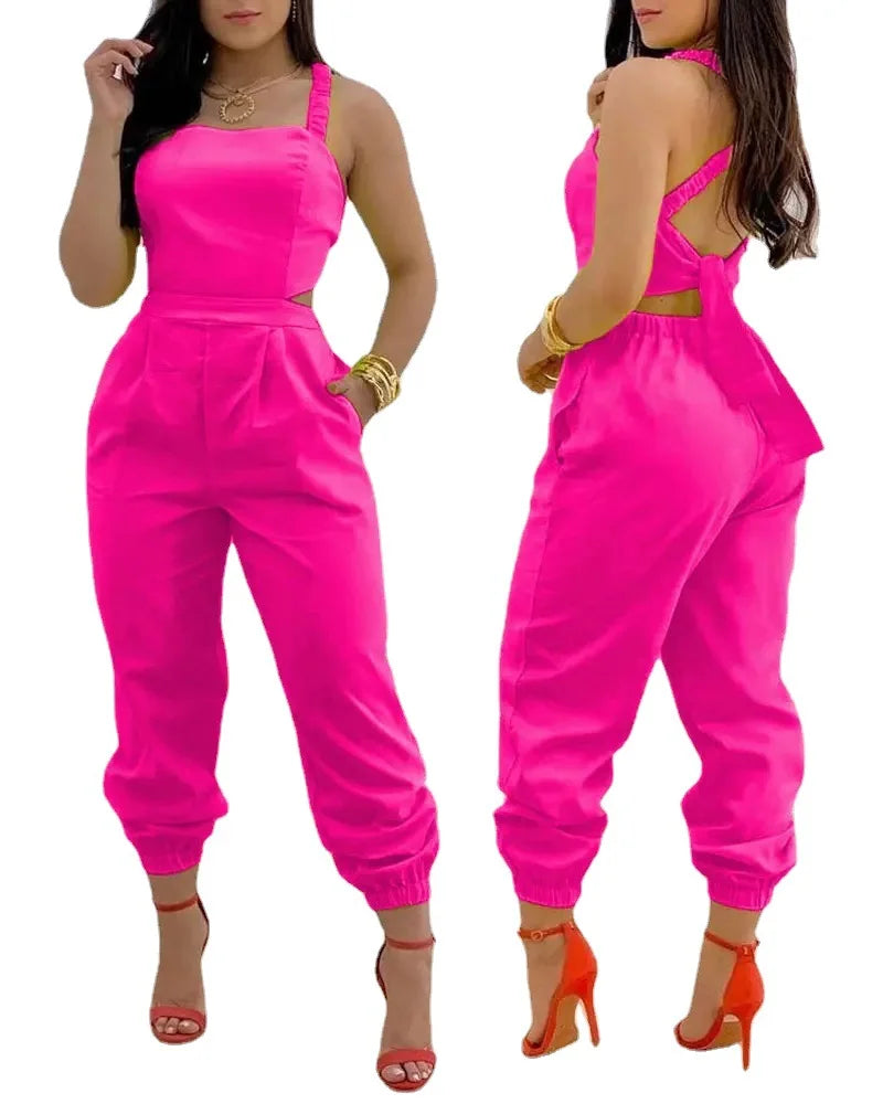 2026 Summer Women New Arrivals Boutique Clothing Ladies Casual Jumpsuits Hollow Out Backless Jumpsuit