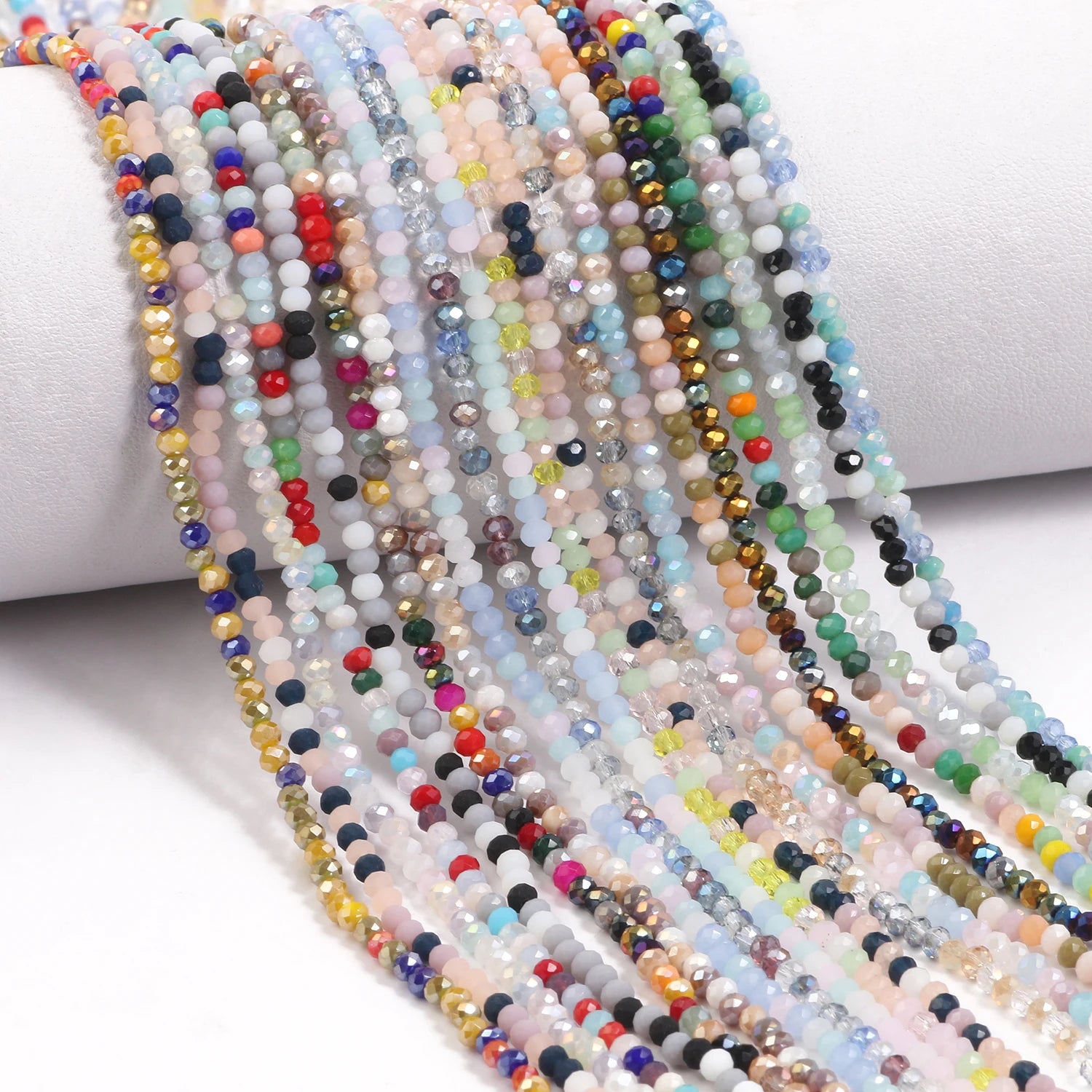 Mixed Color Faceted Flat round 2x3mm Crystal Glass Beads Rondelle Loose Spacer for Jewelry Making DIY