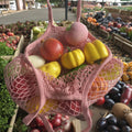 Tote Cotton Mesh Bag for Fruit Vegetable Mesh Shopping Bags Reusable Cotton Net Bags With Long Handle
