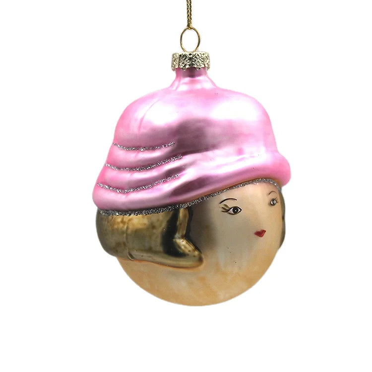Factory Direct Sale New Arrival Custom Made High Quality Glass Girl Head Christmas Tree Festival Ornaments