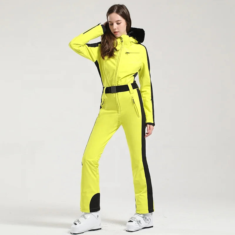 Wholesale Breathable Windproof Ski Clothing Fashion Snowboarding Suit Adult One Piece Women's Snowsuit