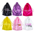 Leeons Custom Gold Dust Satin Security Drawstring Bag for Hair Extension Wig Jewelry Gift Packaging