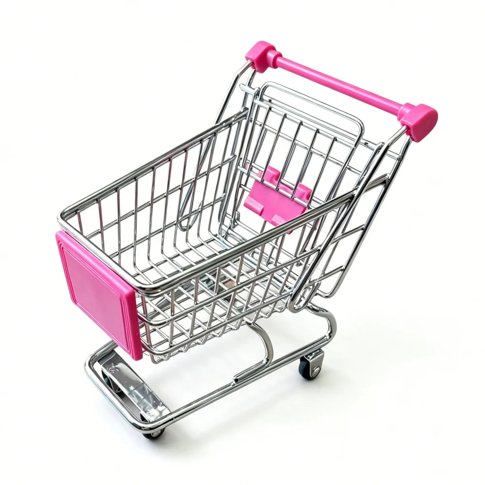 Multi-color Mini Supermarket Trolley Small Shopping Cart for Desktop Storage Decoration & Gift