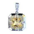 Factory Wholesale Dual Color Plated 925 Silver Jewelry Cushion Cut Natural Citrine Pendant for Women Daily Wear Birthday Gift