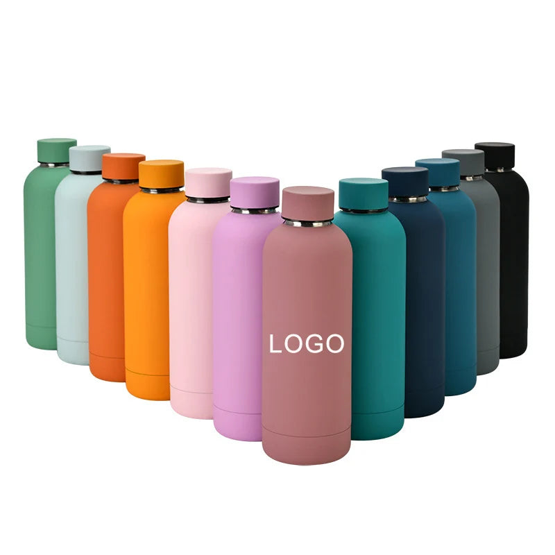 Customize Logo 350ml 500ml 750ml 1L Sport Travel Bottle Rubber Painting Stainless Steel Water Bottle