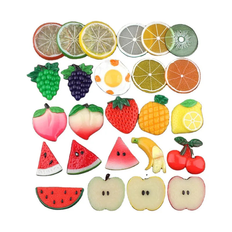 Resin Fruit Slices Flat Back Resin Charms Cabochon for Slime Filler Kid DIY Mobile Phone Hairclip Keychain Decoration Craft