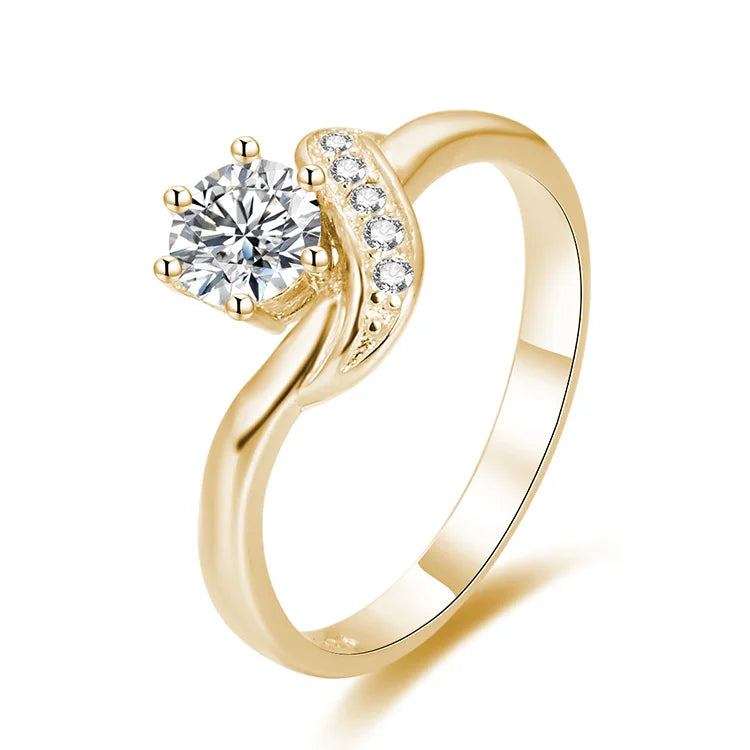 POLIVA Women's 925 Sterling Silver Engagement Rings Rhodium Plated Gold with Cut CZ Classic Geometric Style for Weddings Parties