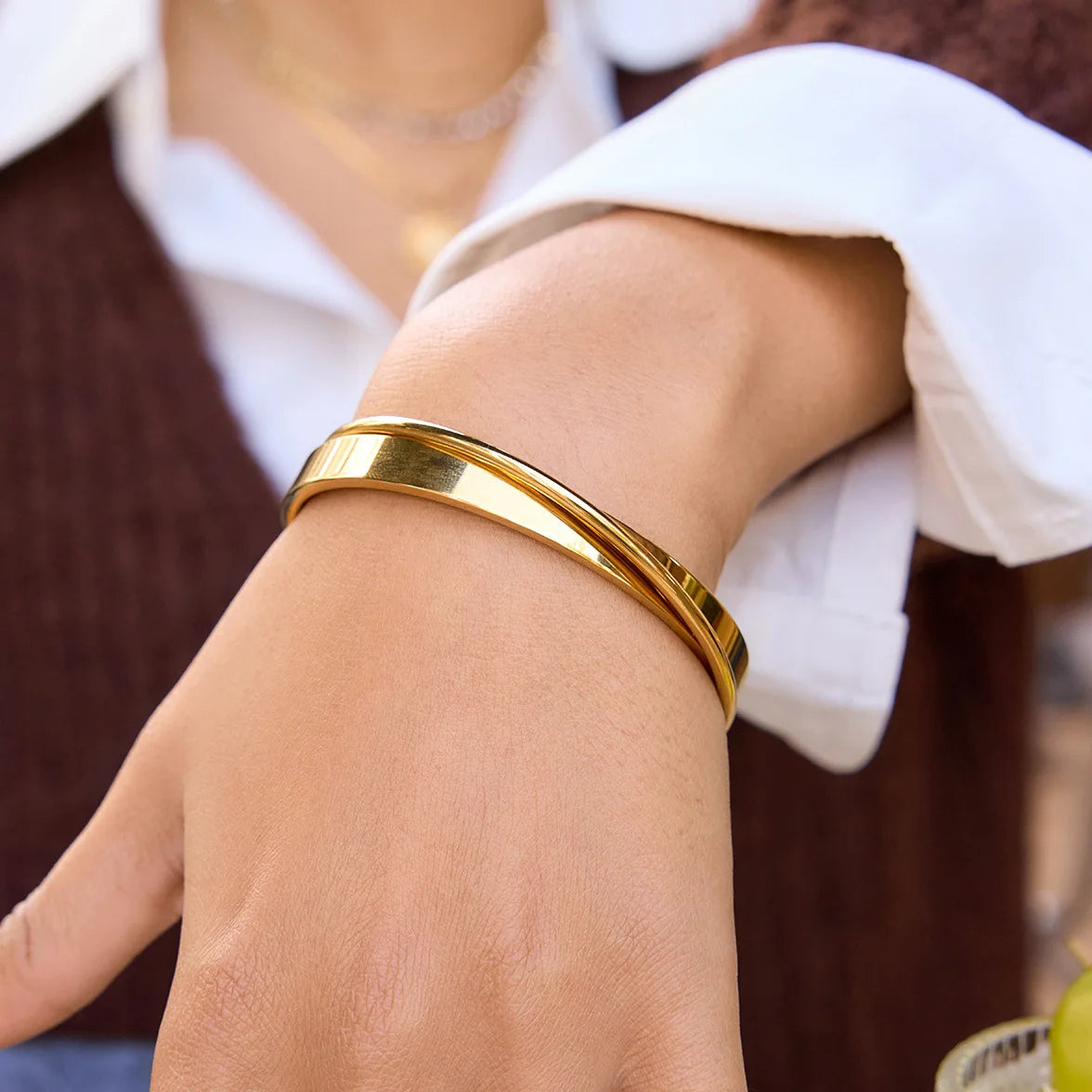 Jewelry for Women US Gold-Plated Stainless Steel Bracelet Set 2pcs Luxury High-End Jewelry Cross-Border Model JDB0309012-2pcs