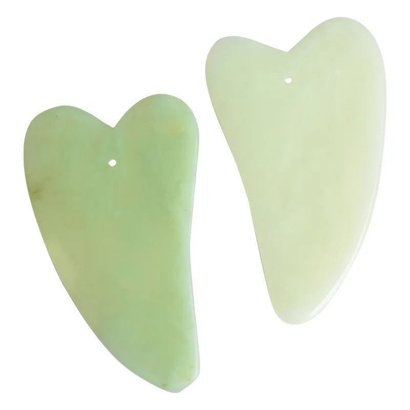Diy Fast Shipping Beauty Personal Care Green Jade V Shape gua sha set