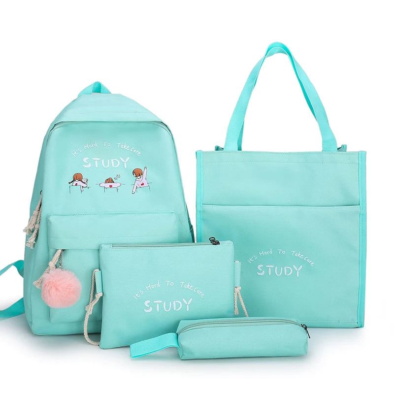 Custom New Canvas Fashion Casual Female College School Students Book Bag Set Backpacks for Girls MegaBDM