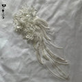 Wholesale Eco-Friendly White 3D Flower Embroidery Lace African Applique with Voile and Sequins for Dresses
