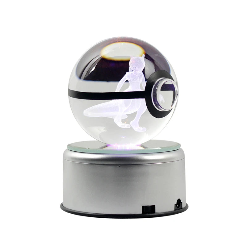 80mm New Design 3D Crystal Pokemon Trainer Pokeball With Bulbasaur Action Figures Pokemon Ball