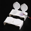 Double Hole Nail Pen Wash Cup Plastic Double Cover Pen Wash Cup Crystal Liquid Cup White Nail Art Tools