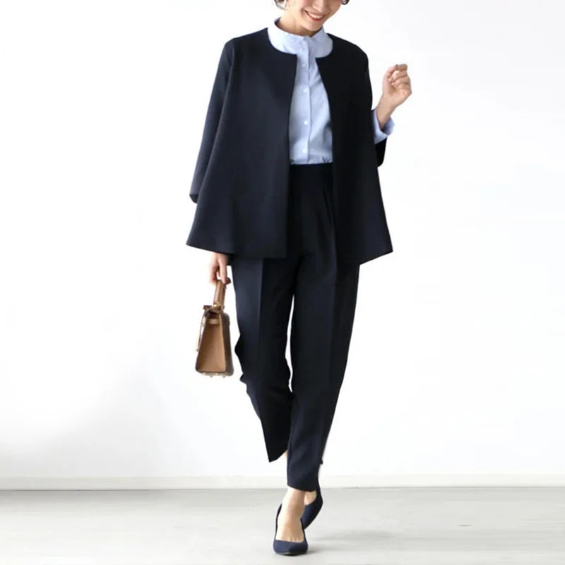 Women Japanese Elegant Style Blazer Pants Business Sets Formal Professional 2 Piece Suits
