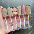 Hot Sale MOQ 100pieces Customize Logo Metallic 6ml Gold Silver Liquid Containers Empty Rhinestone Lipgloss Tube