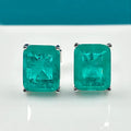 Fashion CZ Zircon Emerald Stud Earrings Simple Ladies Dancing Party Jewelry Square Earrings Stone Inlay Stud Earrings for Women
