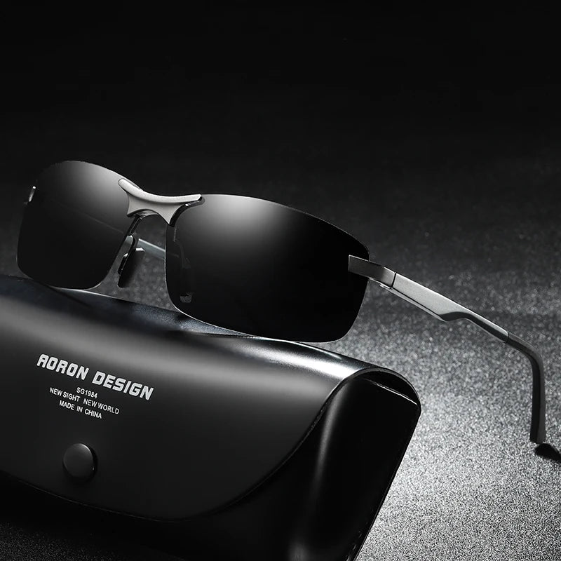 Men's New Half-frame Polarized Sunglasses Metal Driver Driving Sunglasses