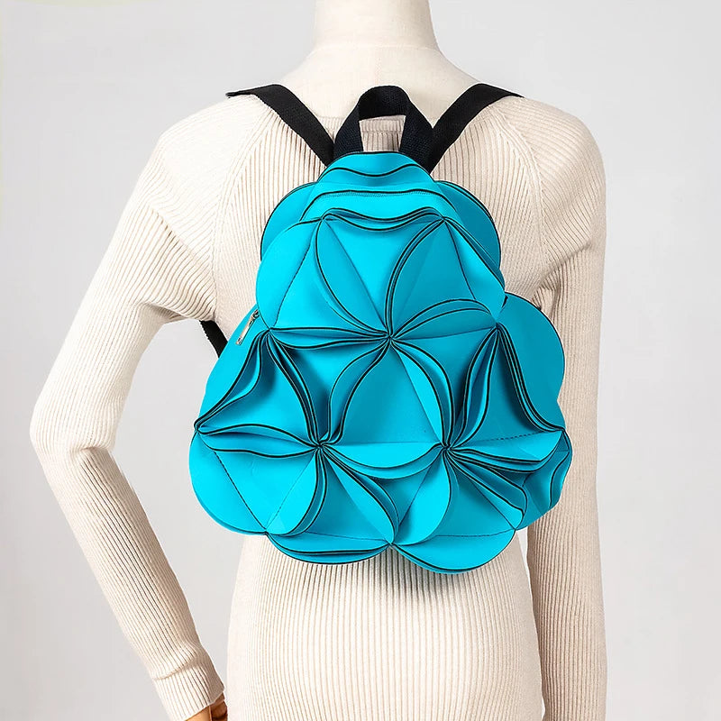 Fashion Creative New Splicing Three-dimensional Flower Shape Backpack Handbag Large Capacity Schoolbag for Women