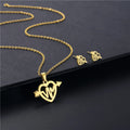 Nurse Gift Bijoux Acier Inoxydable Gold Plated Heart Heartbeat Stethoscope Stainless Steel Earrings Necklace Woman Jewrly Sets