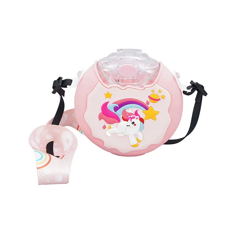 2023  Version Cute Doughnut Shape Silicone Plastic  Water Bottle for Kids to Camping Botellas De Agua