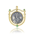 Vintage Byzantine Empire King Gold Coin Pendant Necklace for Women Men