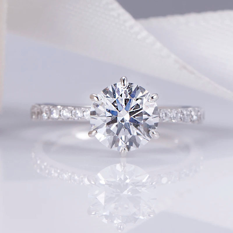 Customized MSR-900  10K 14K 18K White Gold Simple Design 3ct D VS2 Round Cut Lab Diamond Ring