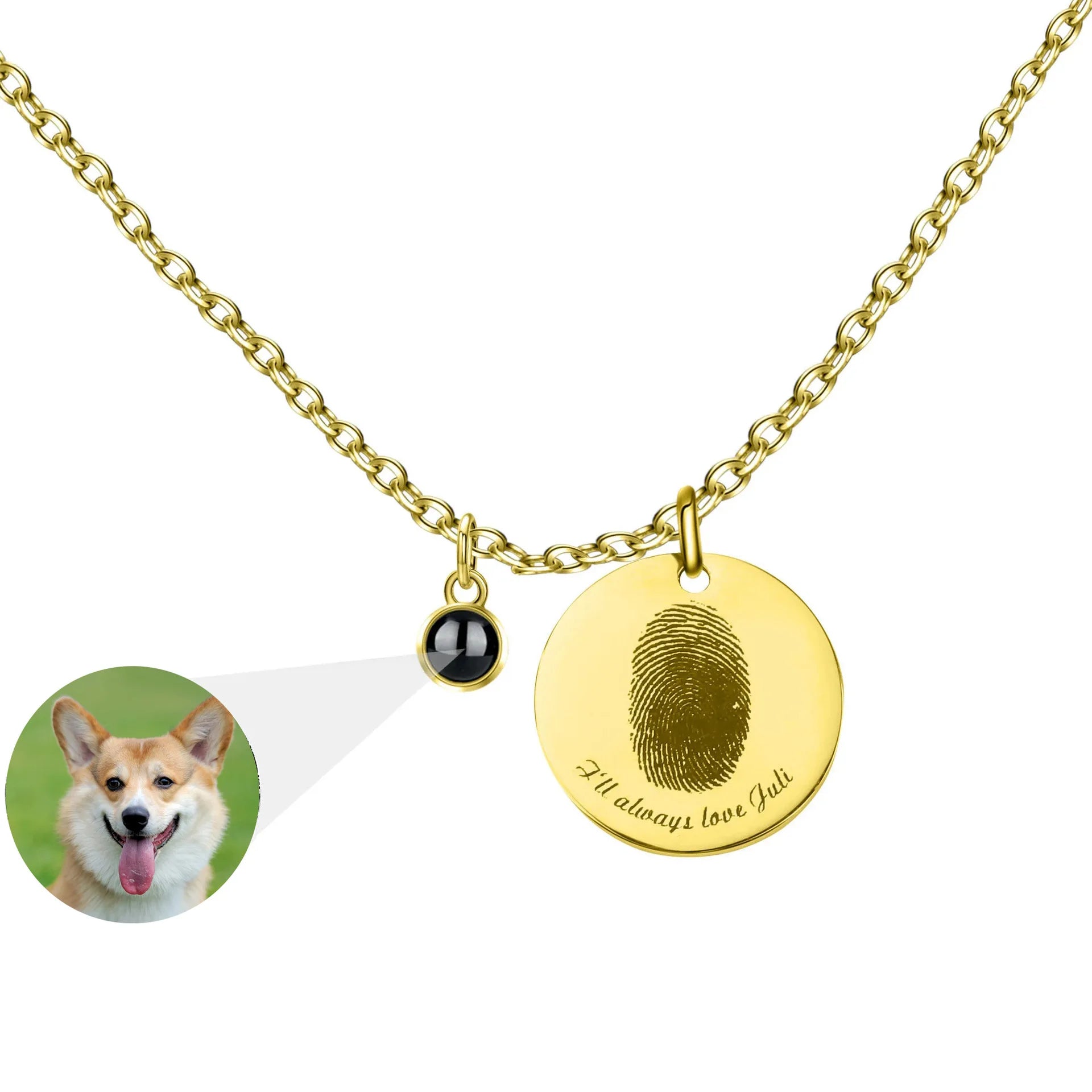 Custom Jewelry Drop Shipping Personalized Name Necklace Stainless Steel Fingerprint Necklace for Baby and Children