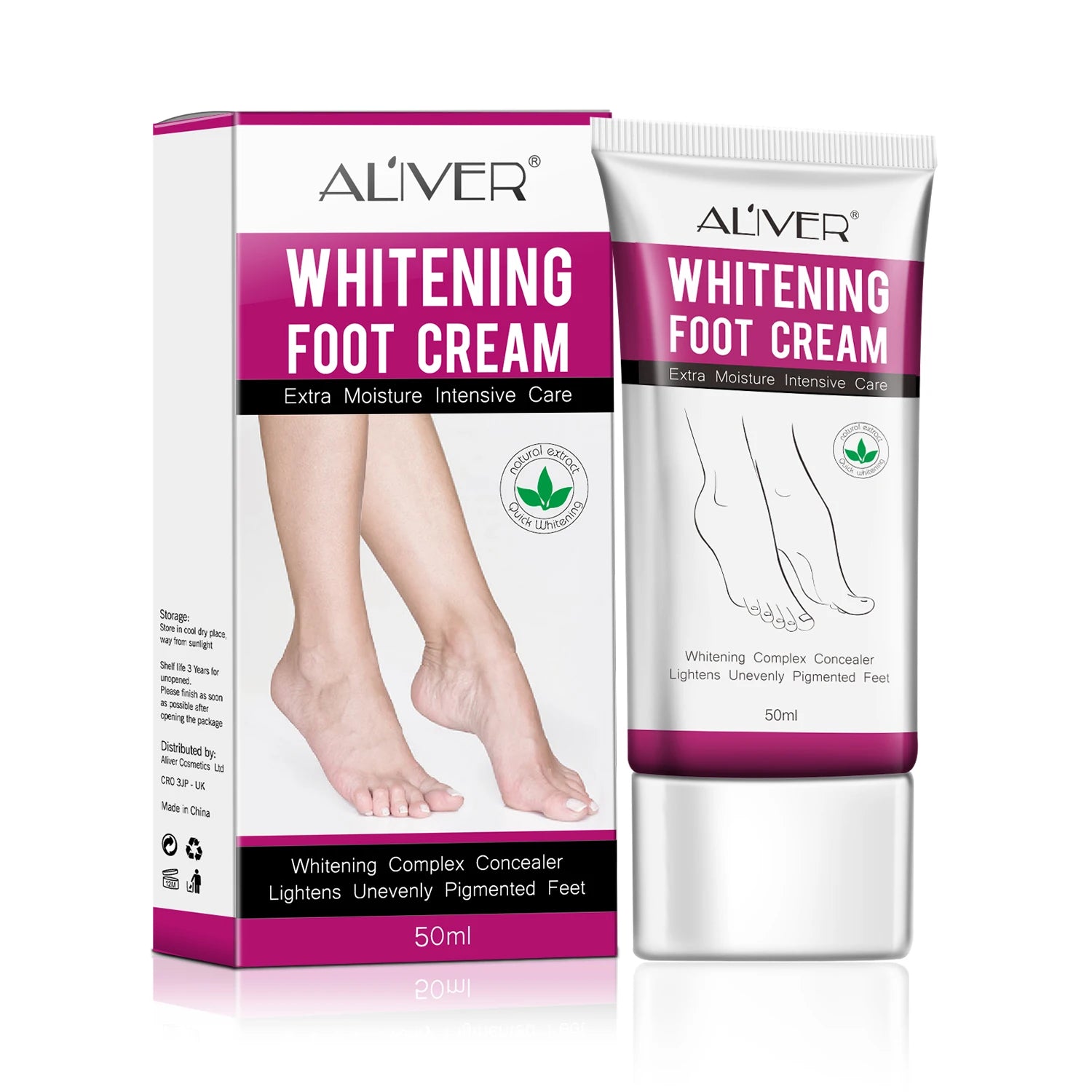 ALIVER Private Label Customizable logo Moisturizing Nourish Hyaluronic Acid Vitamin E Skin Foot Whitening Cream