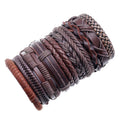 Wholesale Vintage Handmade Woven Jewelry 10 Pieces Mixed Bracelets Multilayer Adjustable Leather Men Bracelet