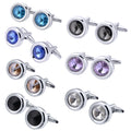 Metal Shirts Cufflinks Gold for Business Men Women Jewelry Gift Party Rhinestone Stone Wedding Unisex Customized Crystal Tie Die