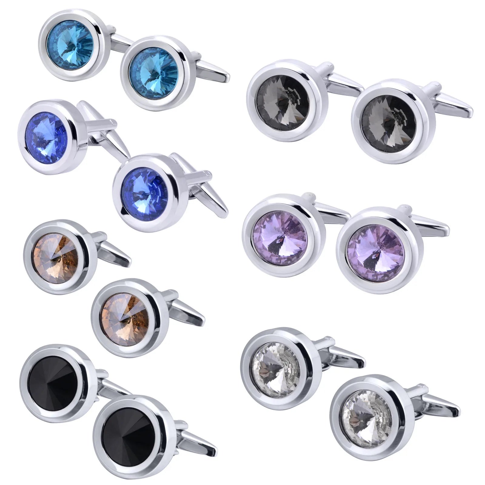 Metal Shirts Cufflinks Gold for Business Men Women Jewelry Gift Party Rhinestone Stone Wedding Unisex Customized Crystal Tie Die
