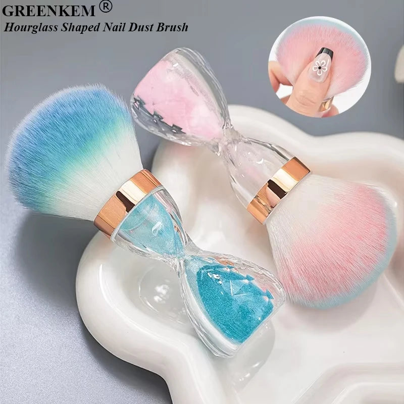 New Hourglass Shaped Nail Dust Brush Soft Bristle Big Head Brush Cleaning Magic Mirror Powder Nail Dust Brush