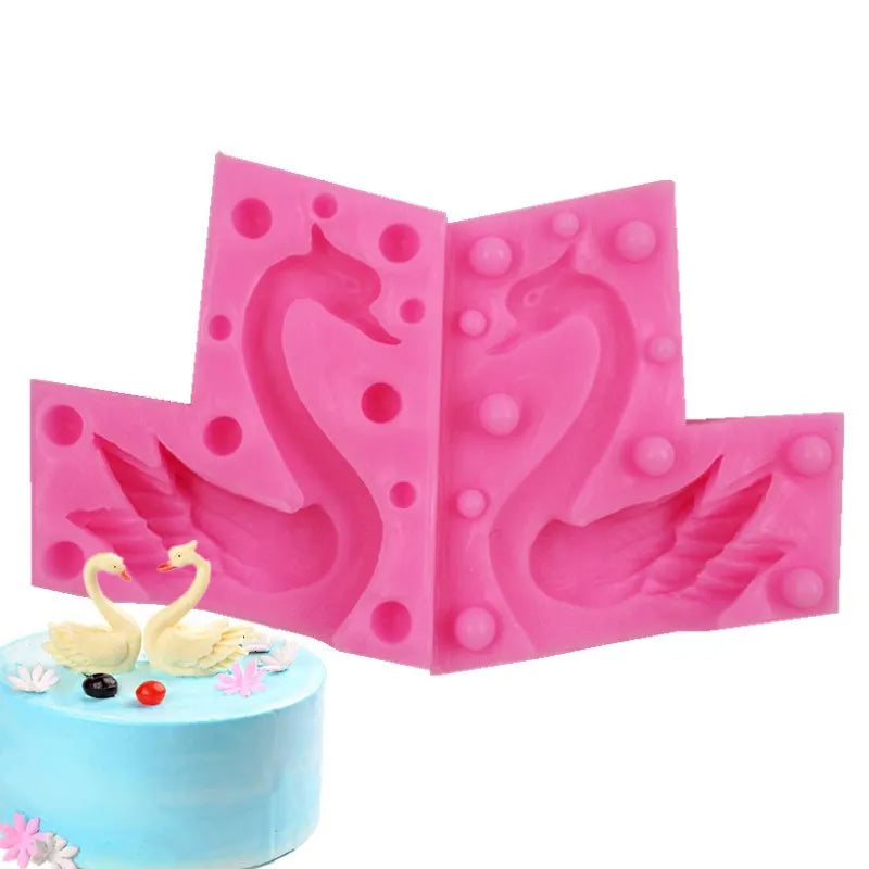 HY 3D Swan Fondant Mold Silicone Candle Chocolate Mould