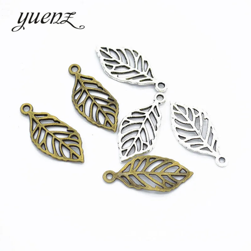 YuenZ Antique Silver Color Leaf Charms Pendant for Necklace Charm Jewelry Making 29*13mm Q358