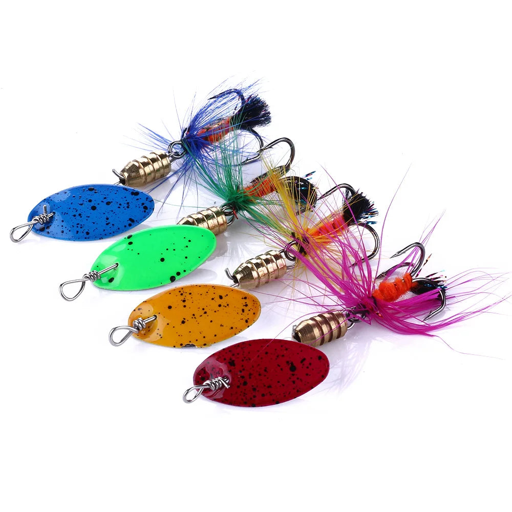 HENGJIA Metal Spoon Spinner Bait 5CM-2.2G Fishing Lures with Single Treble Hooks for River Lake Fishing Wholesale Available