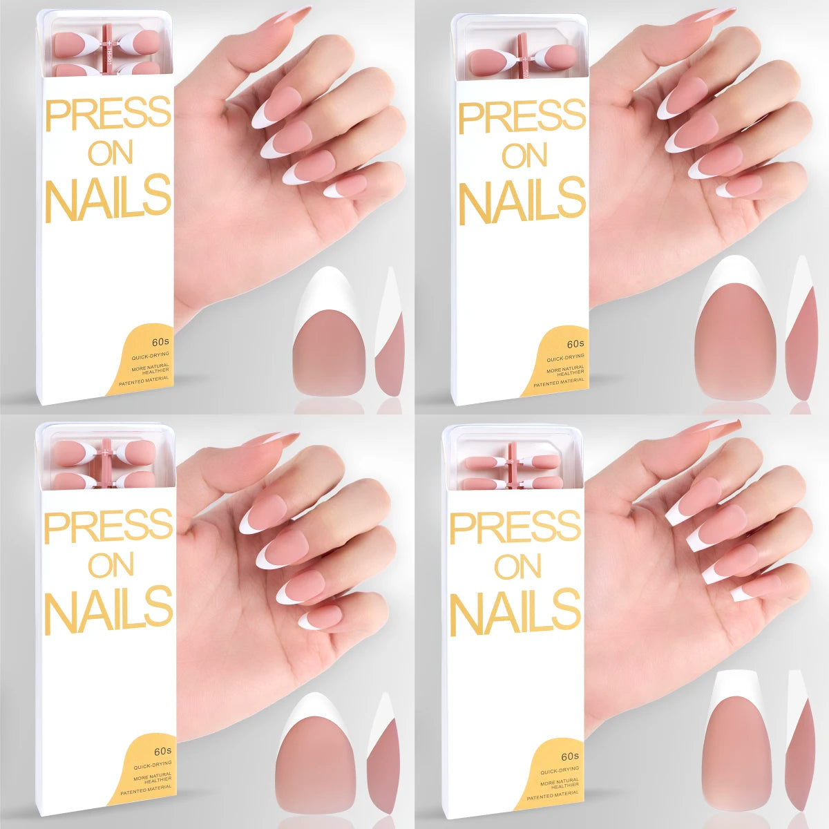 Hot Selling French Short Art Nail Slices Almond Trapezoidal Extended Square Butterfly-New Soft Bag for Nail Salon for Finger