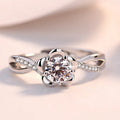 1 Carat Zircon Gold Plated Alloy Ring Open Ring Live Streaming Supply Zircon-Encrusted Flower Plum Blossom Ring