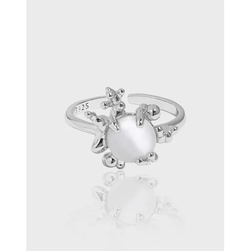 New Design Coral Pattern S925 Sterling Silver Gemstone Fashion Rings for Women JA663
