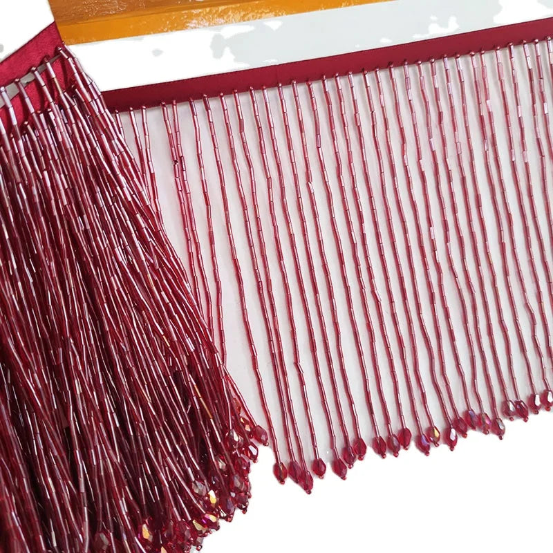 Shiny Full Bead Tube Tassel Crystal Water Hanging Dance Clothing Accessories