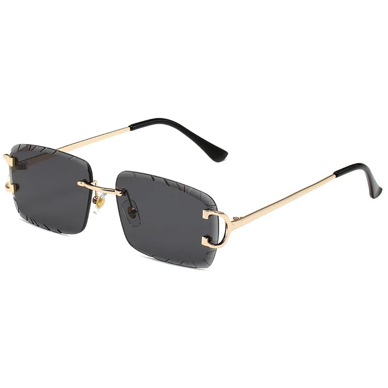 Trendy Sunglasses Uv400 Glasses Logo Metal Square Sunglasses for Men Shade 2025 Ladies Rimless Sunglasses