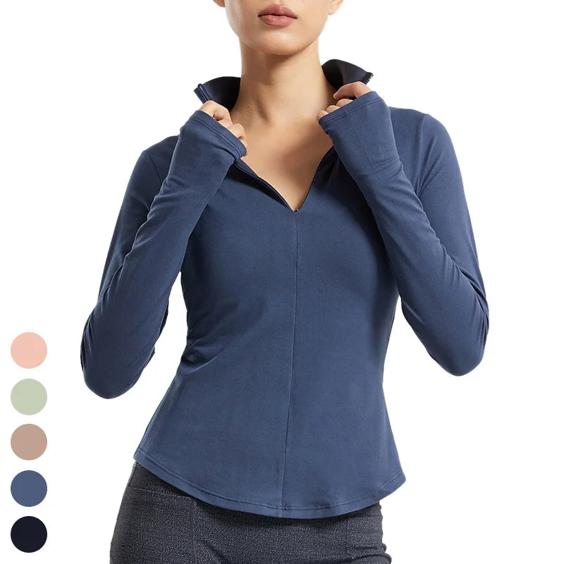 Women's Long Sleeve Gym Fitness Jackets Quick Dry Slim Fit Yoga Jacket with Half Zipper Print Sportswear Running Winter Sports