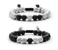 White Howlite Black Rock Lavs Stone Bracelet Couples Friendship Distance Energy Beads Jewelryfor Valentine's Day Present