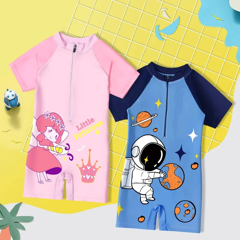 Hot Sell Children One-Piece Bathing Suit Children Cute Cartoon Swim Trunks New Style Kid Breathable Swim Trunks