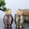 European Retro Style Automatic Hand Pressure Toothpick Holder Creative Home Dining Room Living Room Ornament Toothpick Box