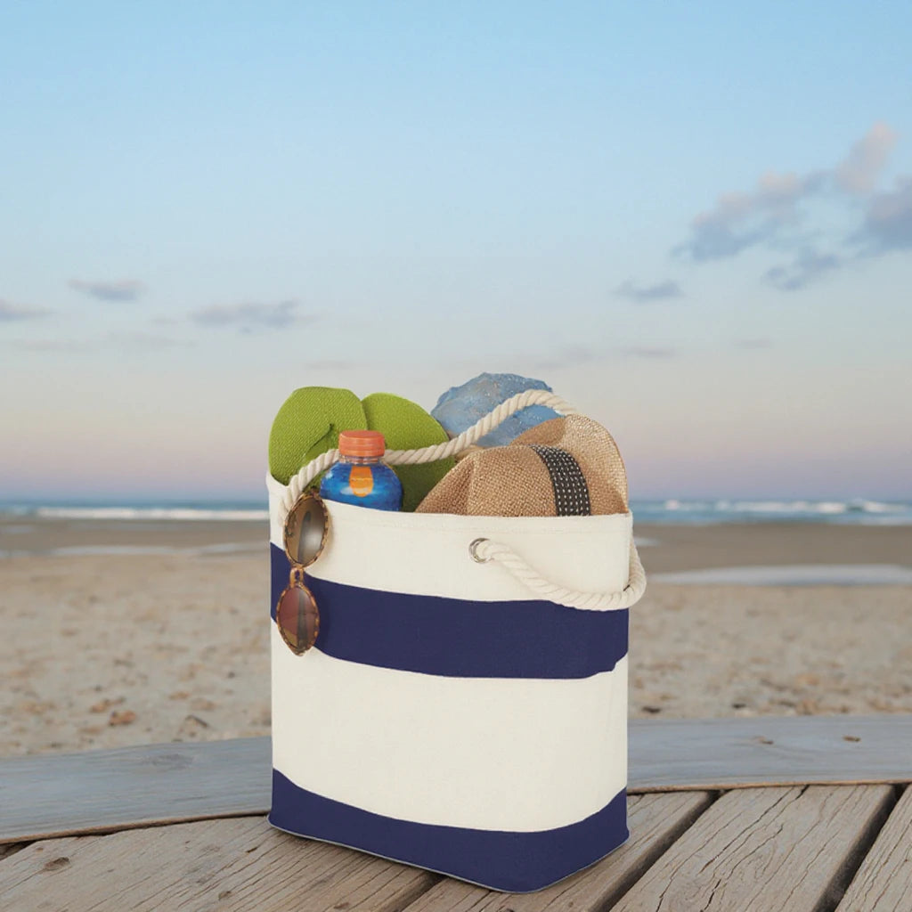 Canvas Market Shopping Tote BagCotton Summer Beach Bag With Rope Handle