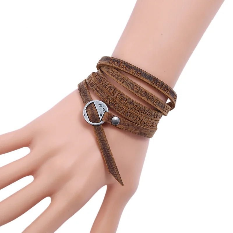 Men's Retro Vintage Style Wrap Bracelet Genuine Leather Wholesale Fashion Accessory